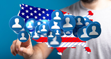 Poster - Visualizing a large US customer network. Ideal for marketing, business, and technology.