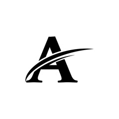 Poster - A graphic representation of the letter a in black with a curved line extending from the right side across it