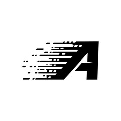 Poster - A black letter a with a motion blur effect on a white background creating a dynamic and modern design