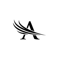 Poster - A letter logo with wing design in black and white for business and brand identity and decoration use