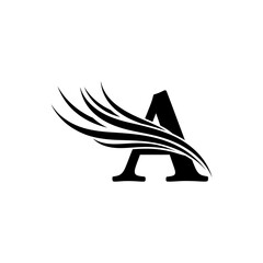 Poster - A logo design featuring the letter a with stylized lines emanating from it in black and white style