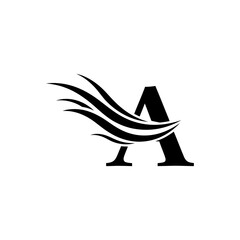 Poster - A letter logo design with wave element in black and white simple and elegant for branding purposes