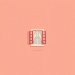 Poster - Simple illustration of a window with red shutters.
