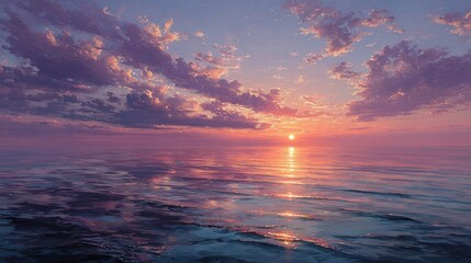 Aufkleber - Golden hour paints the sky and reflects on the still water surface at Dusk near the Pacific Ocean