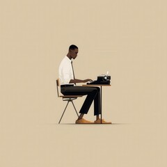 Poster - Person seated at a desk with a typewriter.