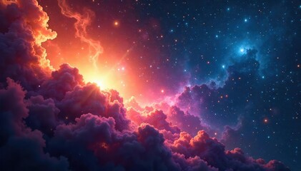 Wall Mural - Breathtaking Nebula Vista Swirling Cosmic Gases and Dust Illuminated by Distant Stars