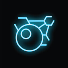 Poster - Futuristic blue neon icon of an eye scanning a network, representing concepts such as biometrics, cybersecurity, and artificial intelligence