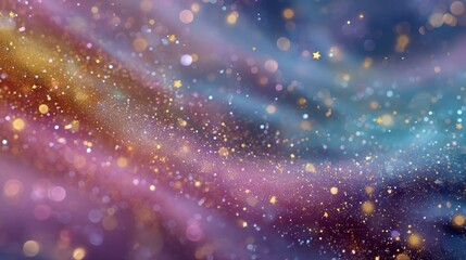 Poster - Golden Stars and Bokeh Sparkle Against Gradient Purple and Blue Background for Celebratory Occasion