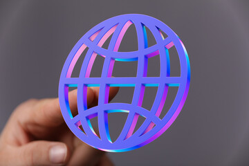 Poster - Abstract 3D globe icon representing internet, global connection, and worldwide network.