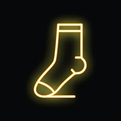 Poster - Neon sign showing a sock glowing yellow on a dark background
