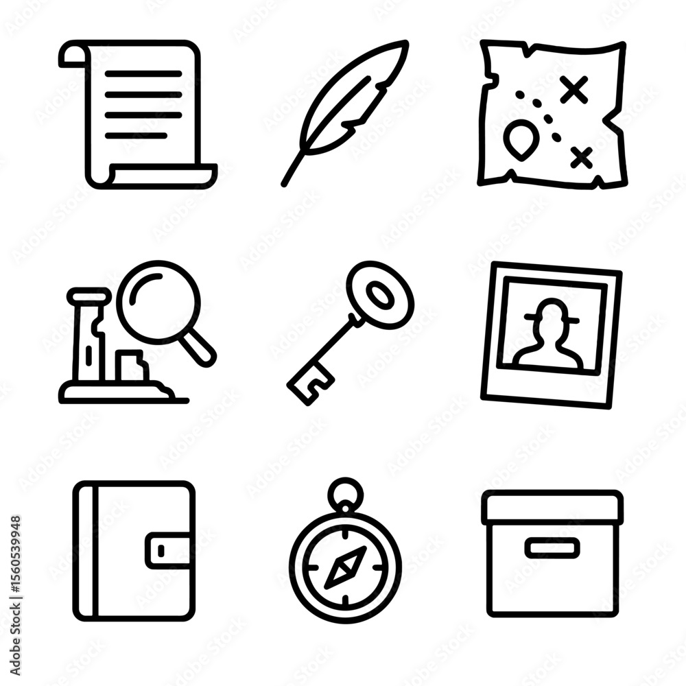 Mistory Icon Historical Mystery Icons. Outline icon set of historical mystery ...