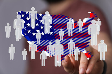 Poster - Interactive map showing US population density and demographics. Ideal for business, data analysis, and social studies.