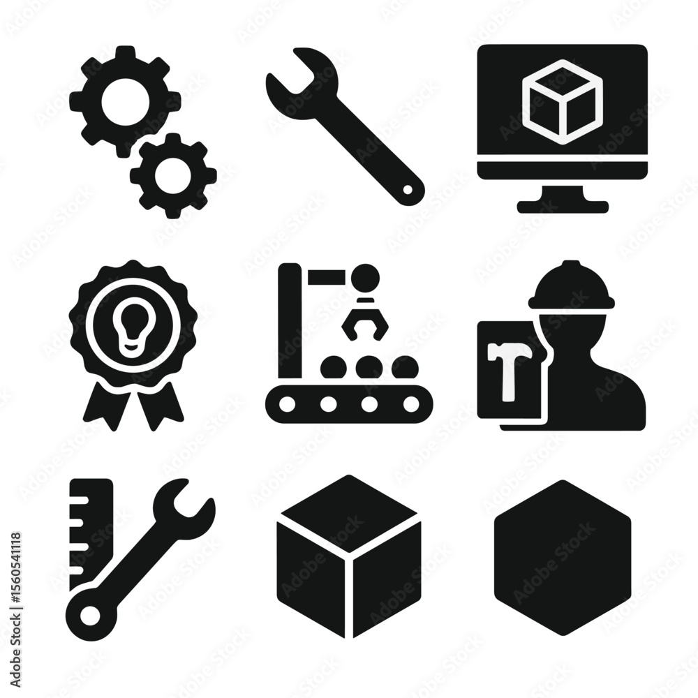 Inventons Icon Invention Icons Grid. Solid, filled icon set of invention and ...