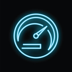 Poster - Neon blue speedometer with glowing needle pointing at high speed