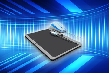 Poster - 3d rendering mobile phone connected mouse