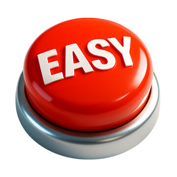 A red button that says easy isolated on transparent background
