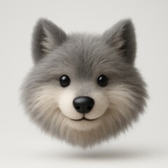 Wall Mural - cute fluffy wolf face illustration.