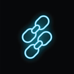 Poster - Two blue neon chain links are glowing against a black background