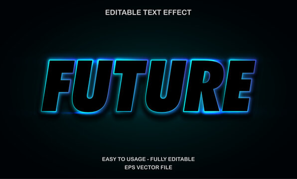 Blue futuristic text effect with modern glow style for sci-fi, technology, and digital themes