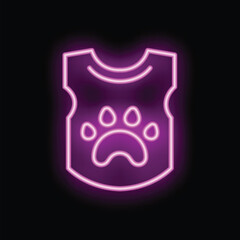 Fototapete - Glowing neon sign showing a dog shirt with a paw print on it
