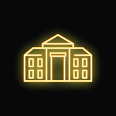 Poster - Glowing neon sign depicting a university or college building