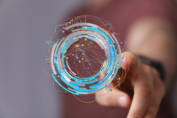 Aufkleber - Futuristic technology, network, data, digital, connection, innovation, abstract, concept, design, modern, communication, global,  internet