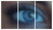 © 3D Gold - Reflection, Elegant Transparent Background with an Eye, Three Tiles, Paints, Glass Texture, Exclusive