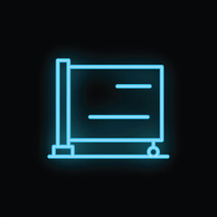 Poster - Blue glowing neon line flip chart icon isolated on black background. Presentation board