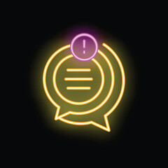 Poster - Neon notification icon showing a chat message with an urgent alert