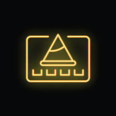 Fototapete - Yellow glowing neon icon of a birthday reminder on a calendar page, isolated on a black background