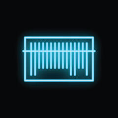 Poster - Blue neon sign showing a ruler on a black background, ideal for design, websites, blogs, printing