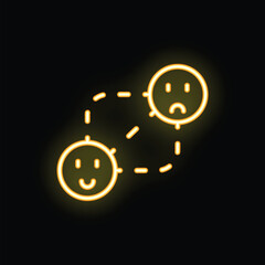 Poster - Neon icon showing a happy face changing to a sad face, representing mood swings