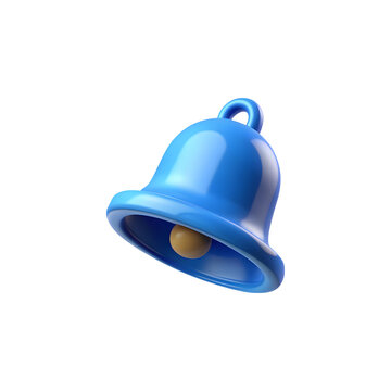 3d notification bell icon isolated on white background. Cartoon plastic icon
