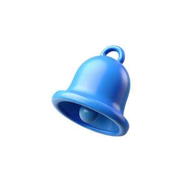 3d notification bell icon isolated on white background. Cartoon plastic icon
