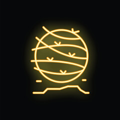 Poster - Glowing neon line tumbleweed icon isolated on black background. Vector illustration