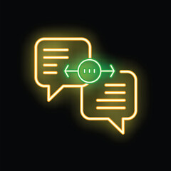 Poster - Neon sign depicting two speech bubbles exchanging messages, symbolizing communication
