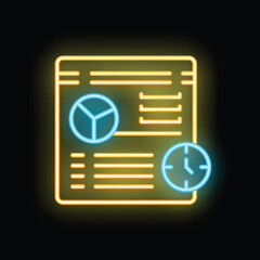 Poster - Neon glowing symbol of business schedule, planning, and time management