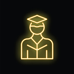 Poster - Neon sign of a graduate student wearing a cap, symbolizing academic achievement and education