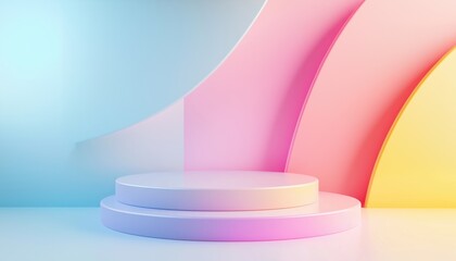Poster - Contemporary Graphic: Simple Form And Blend Of Spaces In A Pastel Multi-Gradient Palette. A Modern And Subtle Design Approach.