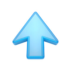 Poster - Shiny blue 3d arrow pointing upwards isolated on transparent background