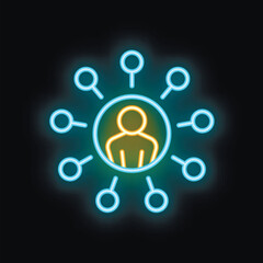 Poster - Neon sign of a businessman expanding his network of contacts, building a strong and reliable team