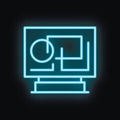 Poster - Neon blue planning strategy business icon vector illustration background