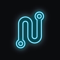 Poster - Neon sign representing a route glowing on black background