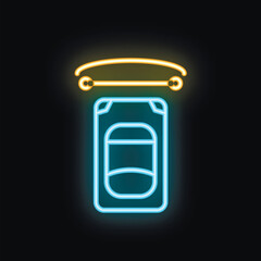 Poster - Neon sign depicting a car being lifted by a magnet, symbolizing a unique concept related to transportation, technology, or innovation