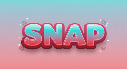 Fototapete - Stylish 3D Text Effect Gradient 'SNAP' Word Art Design