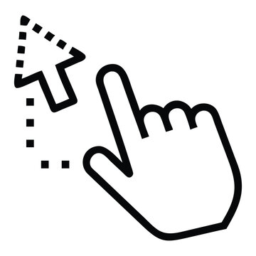 Digital hand cursor and mouse pointer icon representing a click action or user interaction isolated on white background