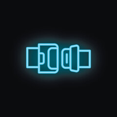 Poster - Blue neon icon of a seat belt glowing on a black background