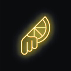 Fototapete - Neon sign of a hand holding a citrus fruit slice, perfect for businesses advertising drinks