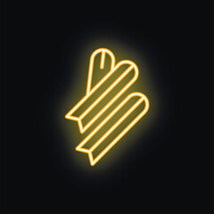 Poster - Three books are stacked and forming a neon sign with a yellow glow