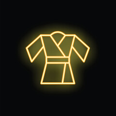 Poster - Yellow neon sign representing a traditional japanese kimono robe, a concept of japanese clothing